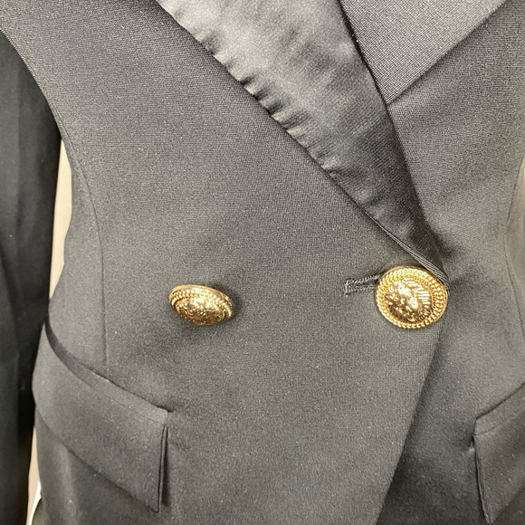 Black and Gold One Shoulder Blazer Dress - Picture 3 of 10